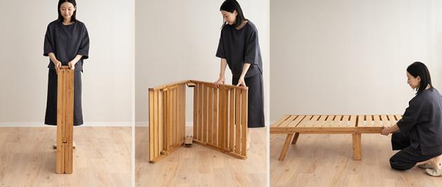 折りたたみベッド すのこベッド 65×185cm コンパクトショート 竹製 天然竹 バンブー 通気性 カビ 湿気 子供用 ごろ寝 WABINE