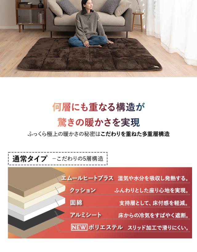 ラグ カーペット 絨毯 130×190cm 長方形 約1.5畳 極暖 +4℃ 吸湿発熱 ヒートプラス