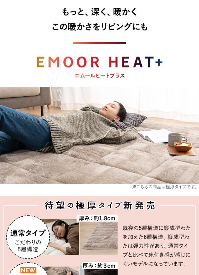 ラグ カーペット 絨毯 190×190cm 正方形 約2畳 極暖 +4℃ 吸湿発熱 ヒートプラス