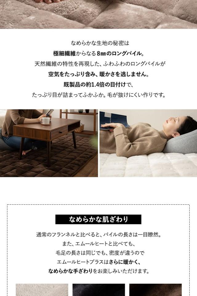 ラグ カーペット 絨毯 190×240cm 長方形 約3畳 極暖 +4℃ 吸湿発熱 ヒートプラス