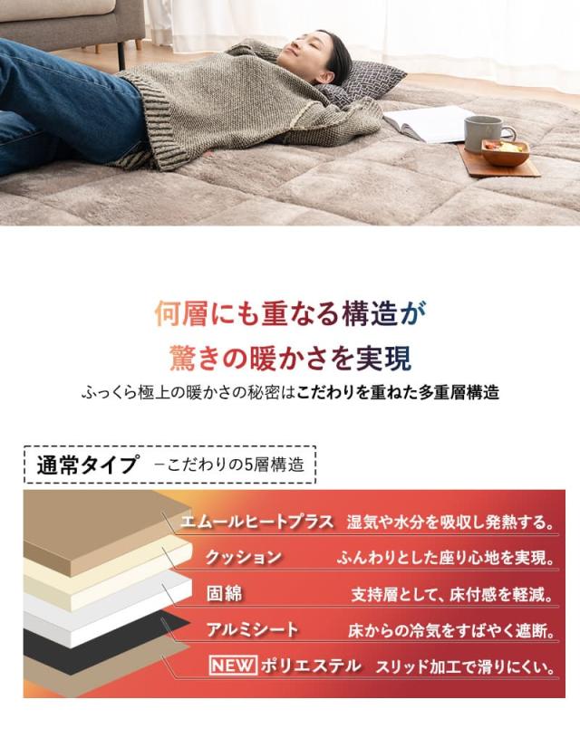 ラグ カーペット 絨毯 190×240cm 長方形 約3畳 極暖 +4℃ 吸湿発熱 ヒートプラス