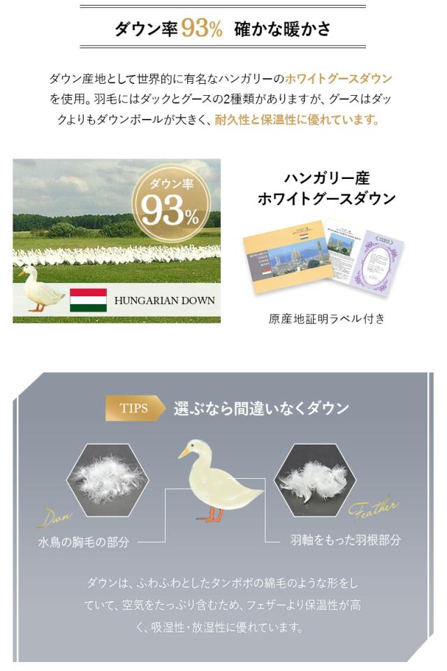 日本製 ロイヤルゴールドラベル 羽毛布団 セミダブル 収納ケース付き 高品質 ハイブリッド