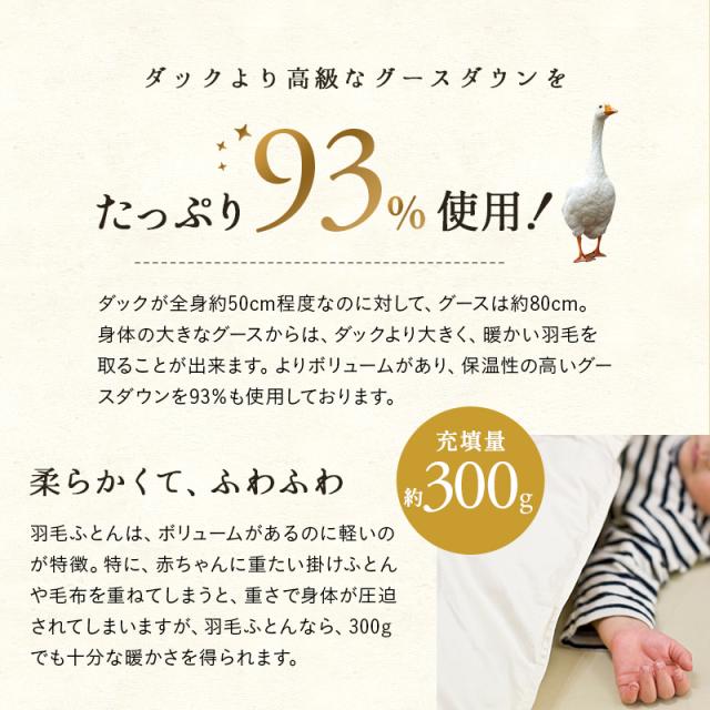 日本製 ロイヤルゴールドラベル 羽毛布団 95×120cm ベビーサイズ 収納ケース付き 高品質