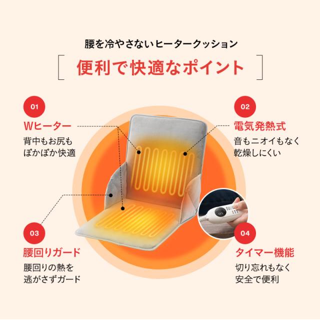 ヒータークッション 椅子用ヒーター パネルヒーター タイマー付き 暖房器具
