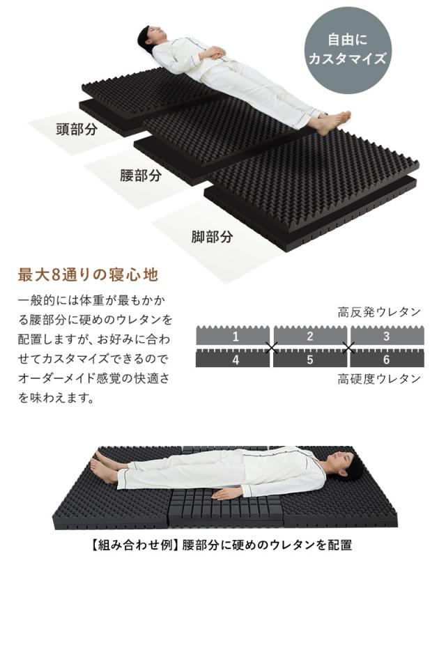 デュアルマットレス シングル 極厚10cm 高反発 3つ折り 折りたたみ 寝心地をカスタマイズ可能 DUAL