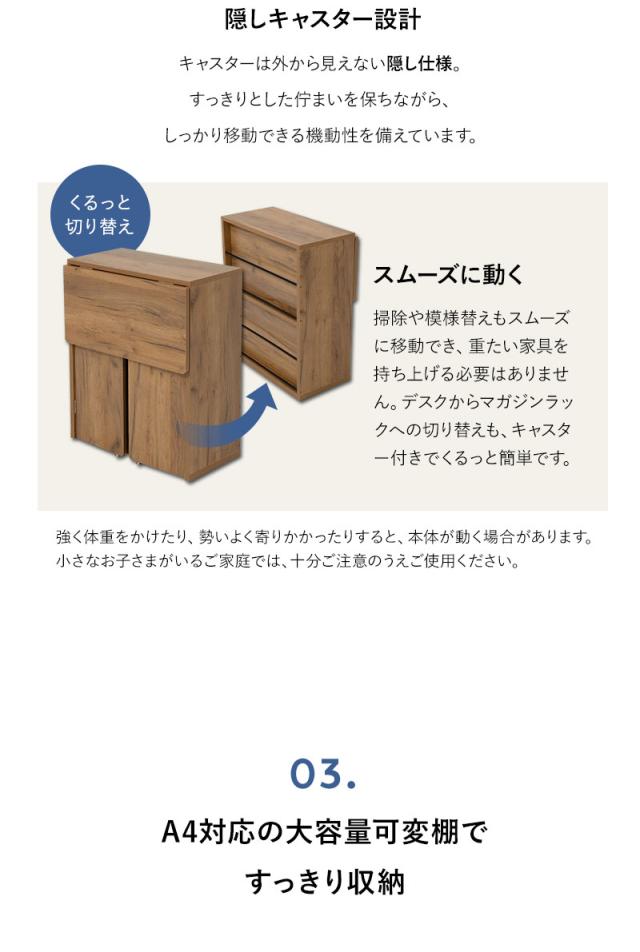 たたむデスク ワゴンタイプ PCデスク 折りたたみデスク キッズデスク マガジンラック