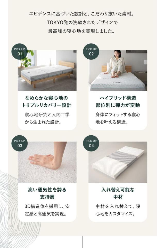 フォレストマットレス 3層構造 三つ折り 折りたたみ 極厚 高反発 FOREST