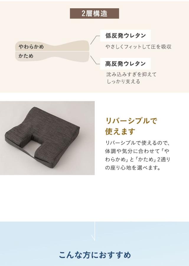 プレッシャーフリークッション 座布団 低反発 姿勢 骨盤 サポート 椅子 チェア