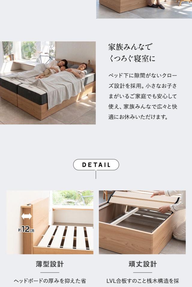 スタンダードベッド フラットクローズ ベッド下収納付き コンセント付き ORVA