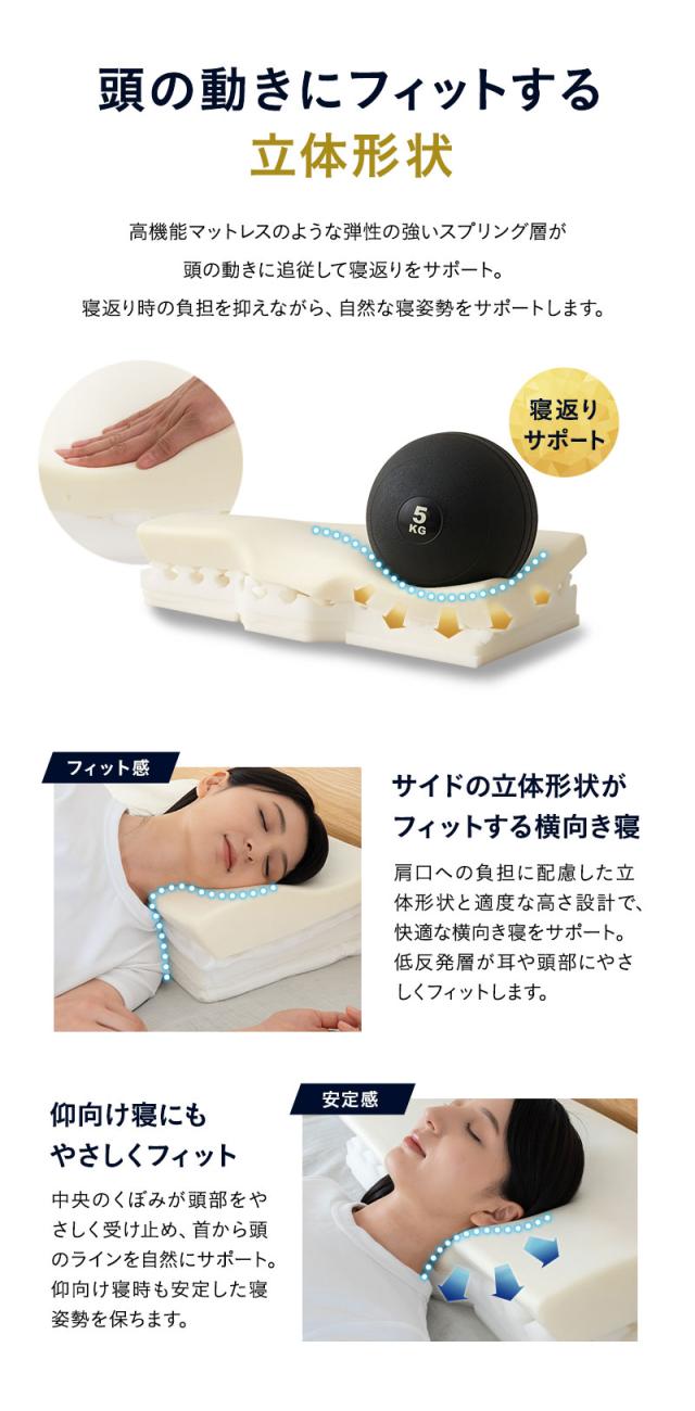 横向き寝まくら 60×34cm 高さ調節可能 EMOOR PREMIUM