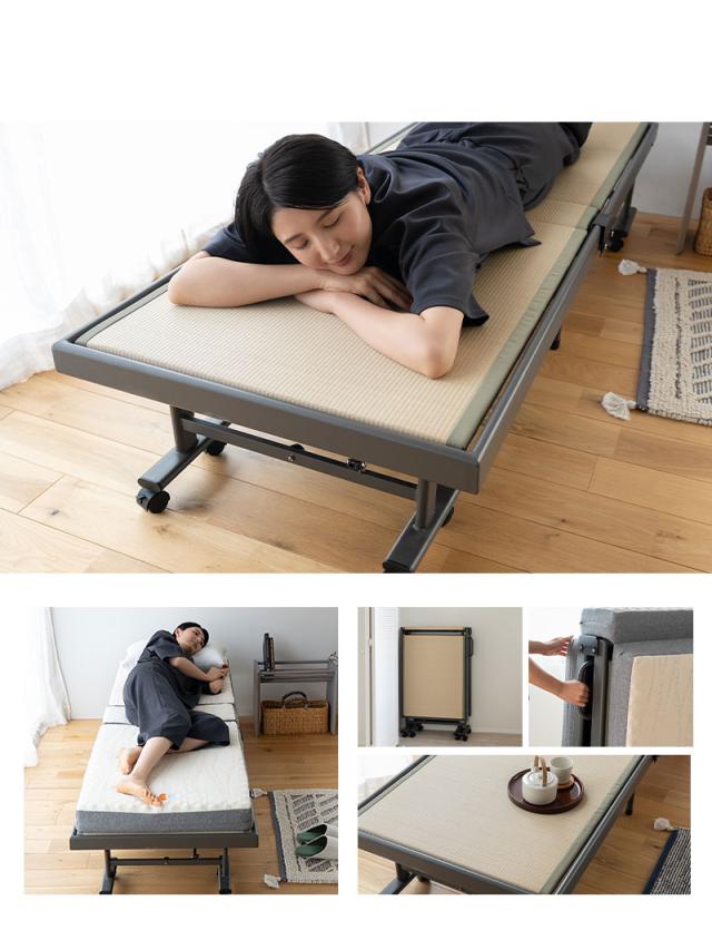 折りたたみベッド 畳ベッド 幅70cm 小ぶり 指はさみ防止 完成品