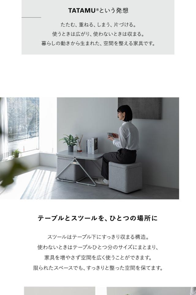 テーブル＆スツール 3点セット STINA スティナ TATAMU