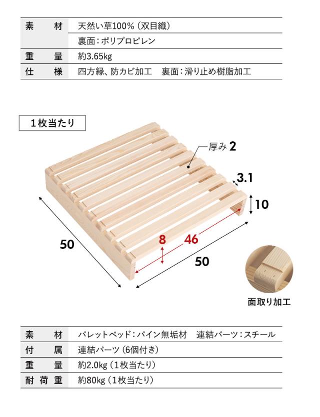 パレットベッド 畳マットレス 2点セット 連結パーツ付き 分割式