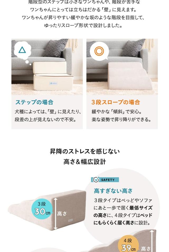 ドッグスロープ 3段 4段 ペット用 階段 ゆるやかな傾斜 足腰の負担が少ない 滑りにくい ケガ防止 撥水 犬 猫 動物 介護