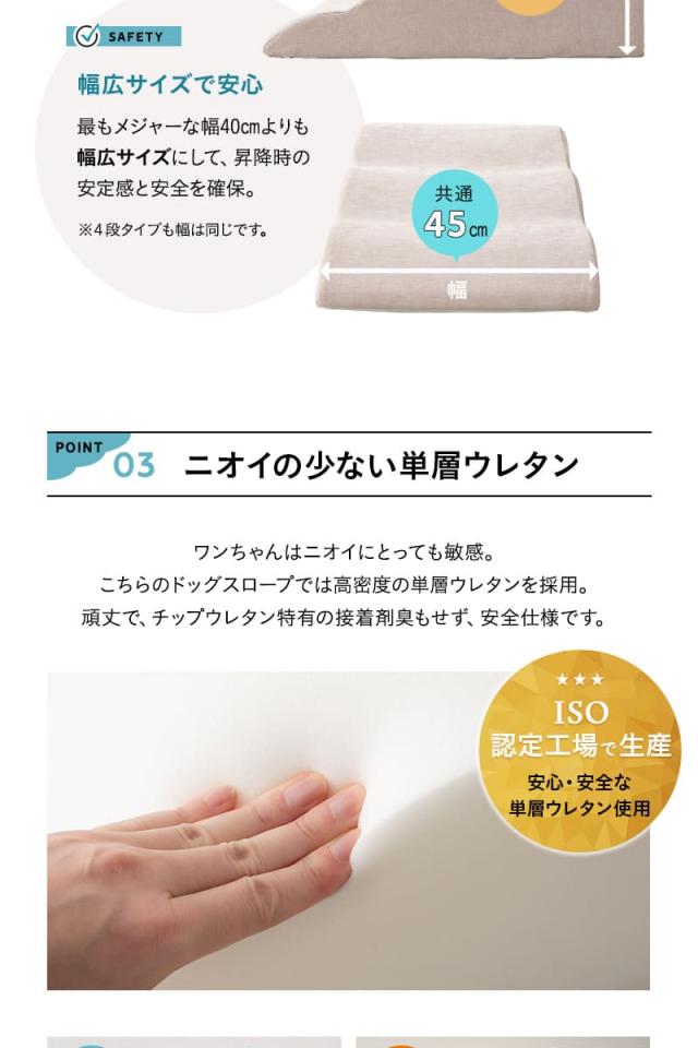 ドッグスロープ 3段 4段 ペット用 階段 ゆるやかな傾斜 足腰の負担が少ない 滑りにくい ケガ防止 撥水 犬 猫 動物 介護