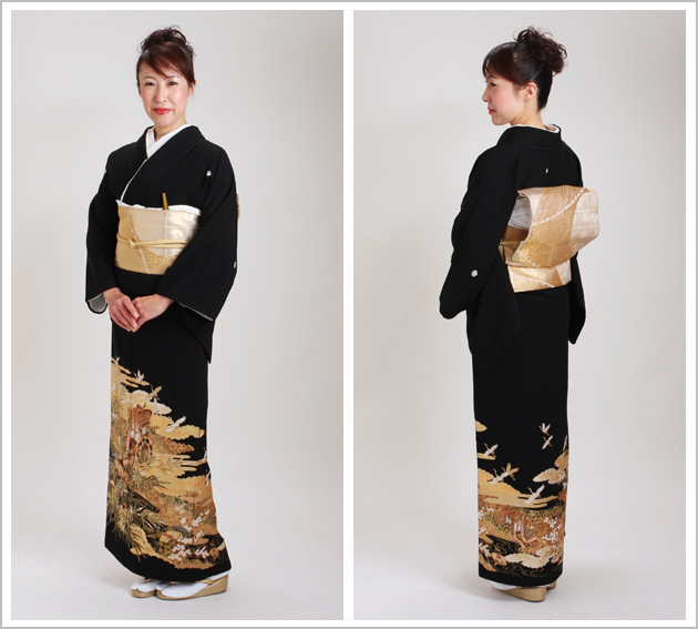 留袖 レンタル NT-915 黒留袖フルセット 結婚式 50代 60代 送料無料の