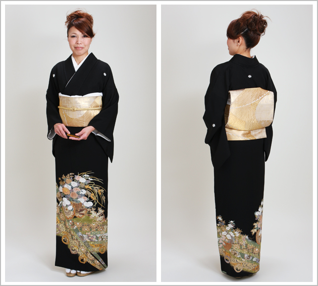 留袖 レンタル NT-917 黒留袖フルセット 結婚式 40代 50代 送料無料の