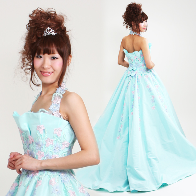 カラードレス レンタル 9号 プリンセスライン ブルー お色直し 披露宴