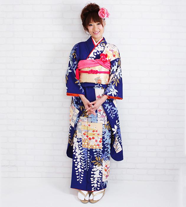 振袖 2月〜12月使用 振袖 レンタル 紺色 藤 NT-86 送料無料 振袖 2月〜12月使用 振袖 レンタル 紺色 藤 NT-86 送料無料の通販はau