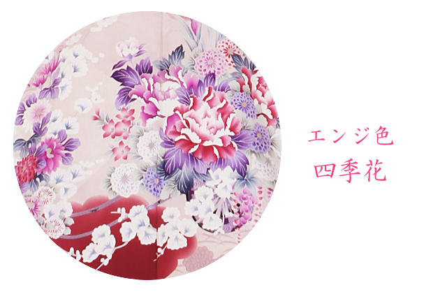成人式 1月使用 振袖 レンタル エンジ色 四季花 NT-82-sei 送料無料の