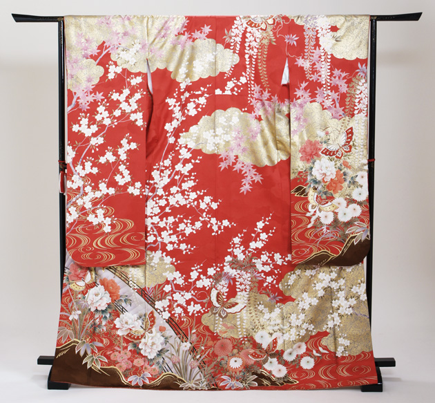 成人式 1月使用 振袖 レンタル 赤色 蝶々四季花 NT-185-sei 送料無料 成人式 1月使用 振袖 レンタル 赤色 蝶々四季花 NT-185-sei 送料無料の