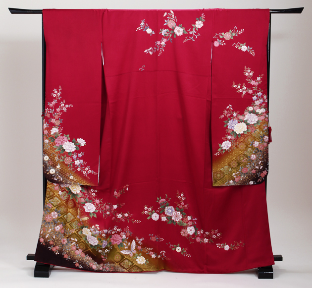 成人式 1月使用 振袖 レンタル 赤色 四季花・菱形・蝶 NT-221-sei 送料無料 成人式 1月使用 振袖 レンタル 赤色 四季花・菱形・蝶 NT-221-sei 送料