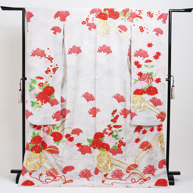 成人式 1月使用 振袖 レンタル 白グレー色 花車 NT-30-sei 送料無料 成人式 1月使用 振袖 レンタル 白グレー色 花車 NT-30-sei 送料無料の