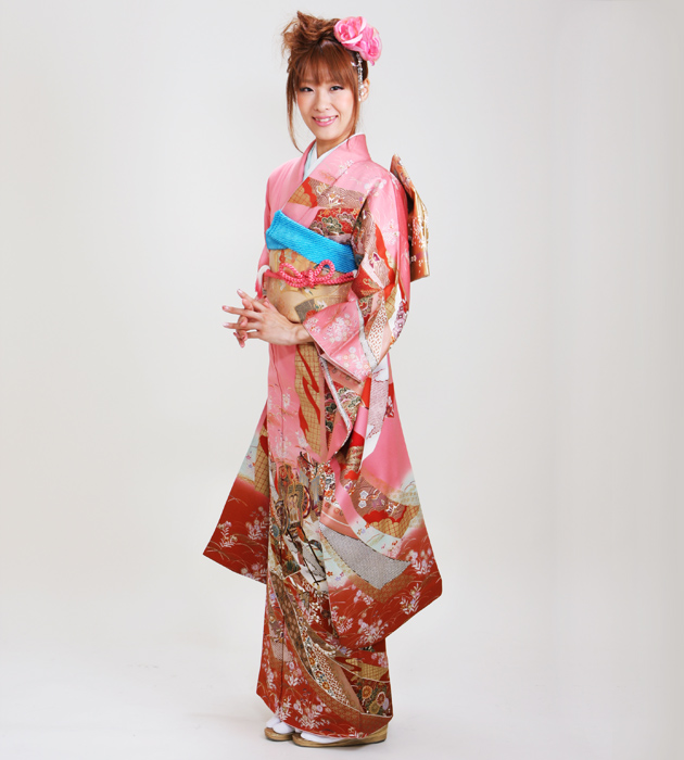 成人式 1月使用 振袖 レンタル ピンク色 熨斗に御所車 NT-118-sei 送料無料 成人式 1月使用 振袖 レンタル ピンク色 熨斗に御所車 NT-118-sei 送料