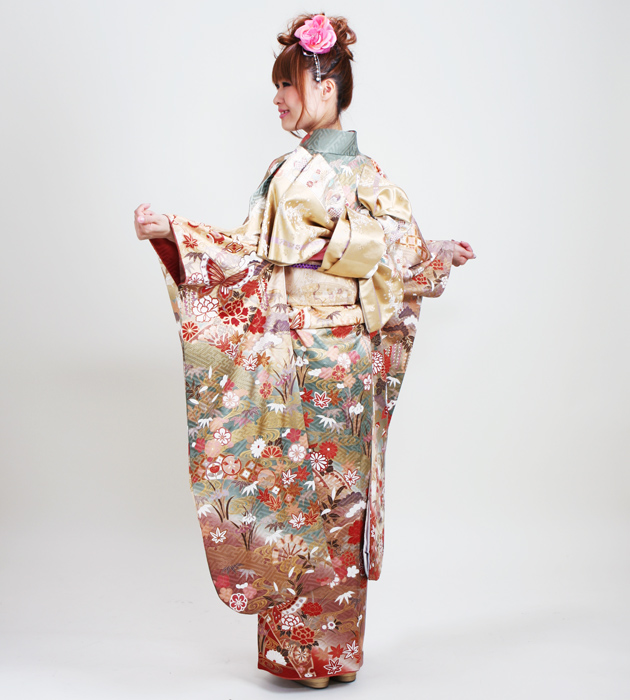 成人式 1月使用 振袖 レンタル モスグリーン色 花蝶 NT-139-sei 送料無料 成人式 1月使用 振袖 レンタル モスグリーン色 花蝶 NT-139-sei 送料