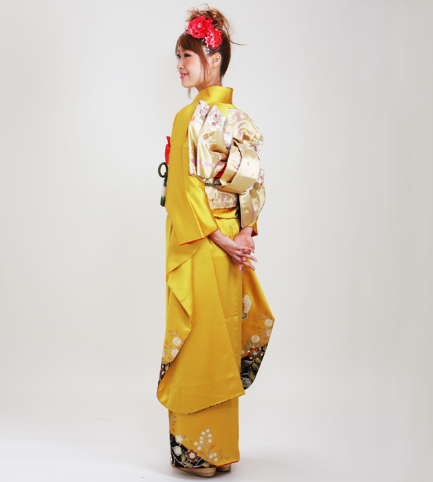 成人式 1月使用 振袖 レンタル からし色 花蝶 NT-217-sei 送料無料 成人式 1月使用 振袖 レンタル からし色 花蝶 NT-217-sei 送料無料の