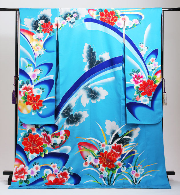 引き振袖レンタル コバルトブルー 色振袖 黒引き振袖 NT-76 花嫁 送料無料 引き振袖レンタル コバルトブルー 色振袖 黒引き振袖 NT-76 花嫁 送料