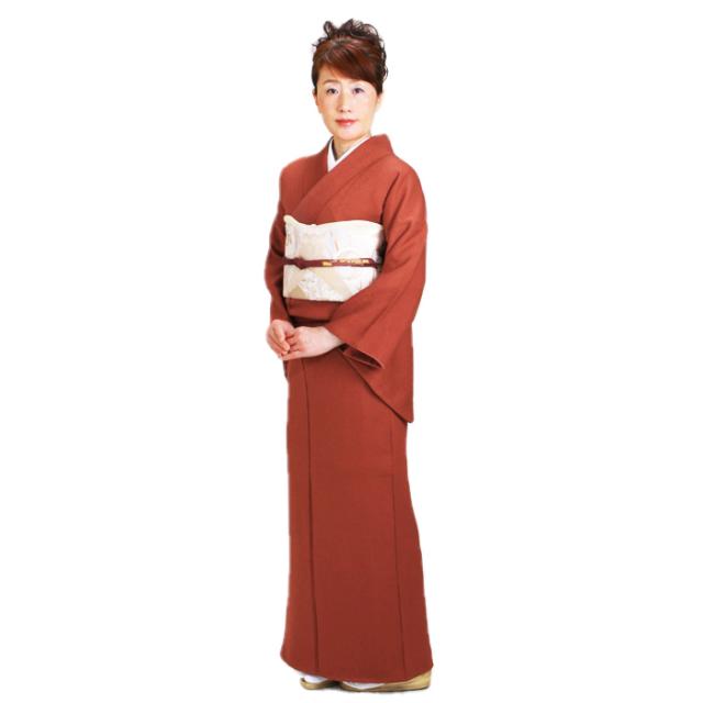 色無地 レンタル 袷〔10月〜5月向き〕レンガ色 お宮参り 送料無料 NT-76
