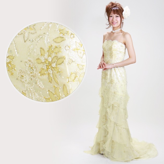 二次会ドレスレンタル 7号-9号 シャンパンゴールド マーメイドライン