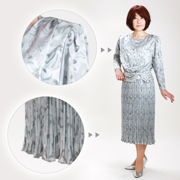 フォーマルドレス レンタル 結婚式 9号 シルバー ワンピース 171099