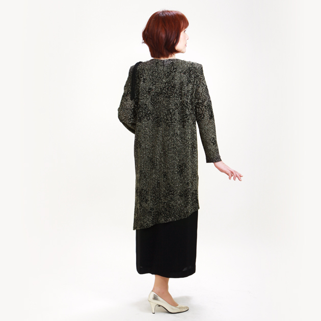 フォーマルドレス レンタル 結婚式 9号-13号 黒/金ラメ ワンピース d