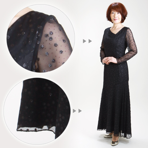 フォーマルドレス レンタル 結婚式 11号-13号 黒 ワンピース mr0591