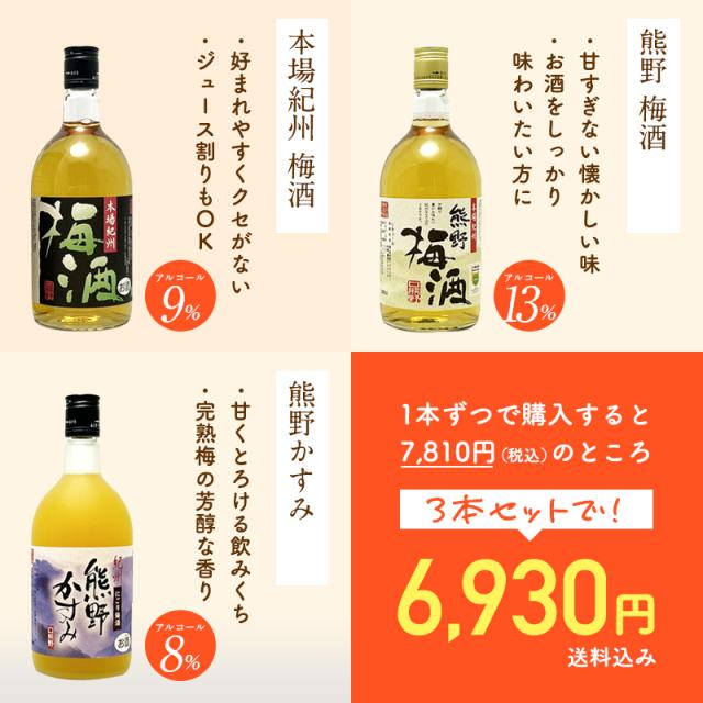 梅酒,お酒,飲み比べセット,紀州南高梅,プラム食品