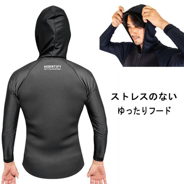 [現品限り] 2025 AIDENTIFY アイデンティファイ ウェットスーツ ジャケット 1.5mm Combination Hoody Jackets メンズ  サーフ ジャケット タッパー ラッシュガード UPF50+ 国内生産
