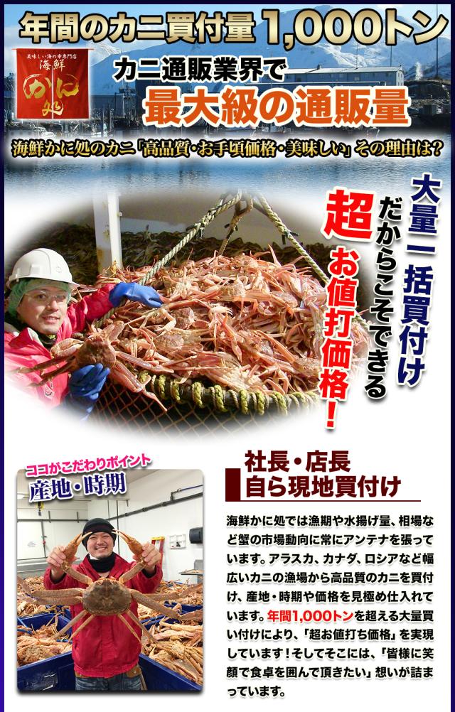 年間のカニ買い付け量1000トン