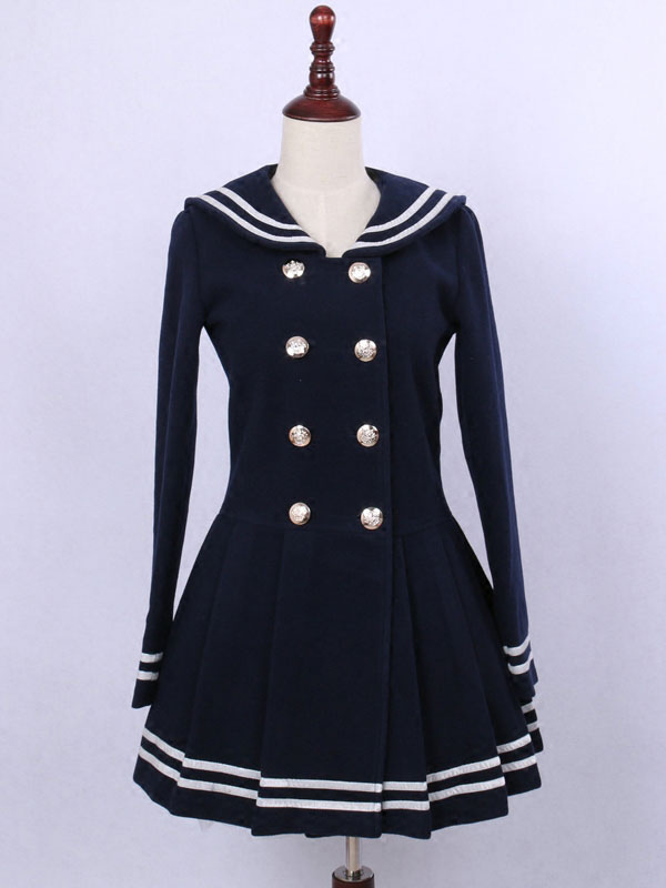 ロリィタコート　アウターウェア　スウィート　2カラーブロック　ツイード　セーラーカラー　長袖　お茶会 ロリィタコート アウターウェア スウィート 2カラーブロック ツイード