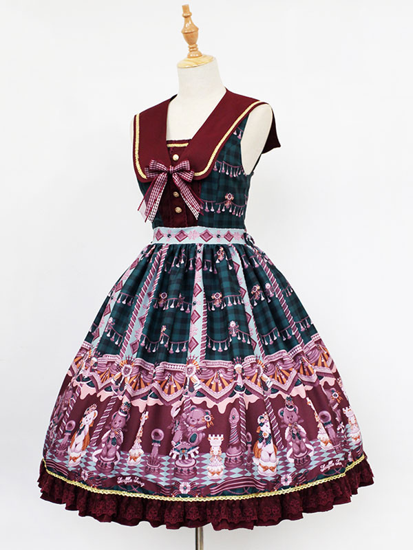 ロリィタジャンパースカート スウィート スクープネック ポリエステル