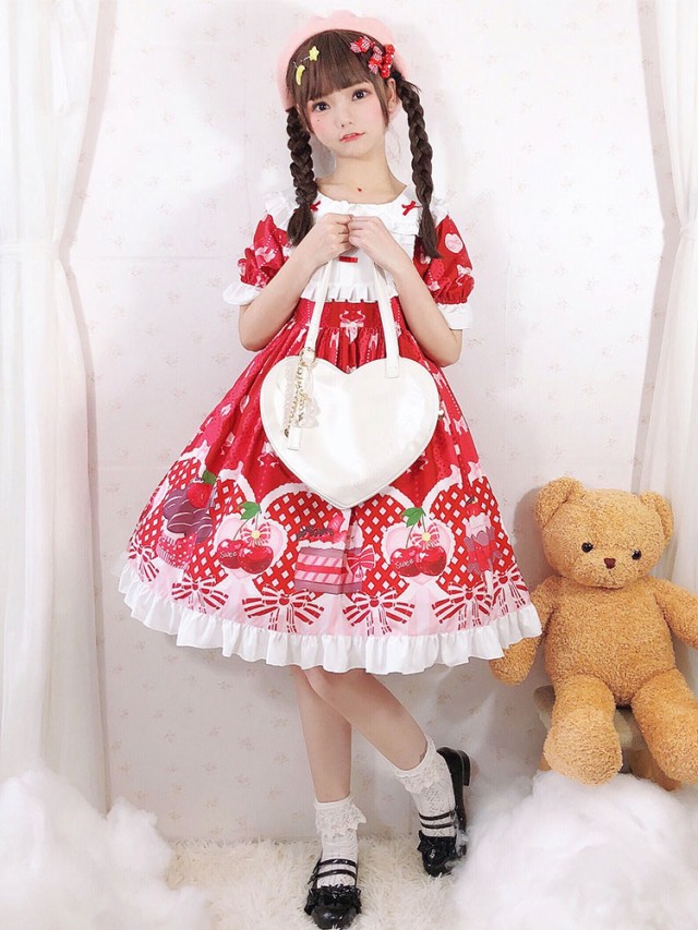 スウィートロリータOPドレスストロベリーケーキフリルロリータ