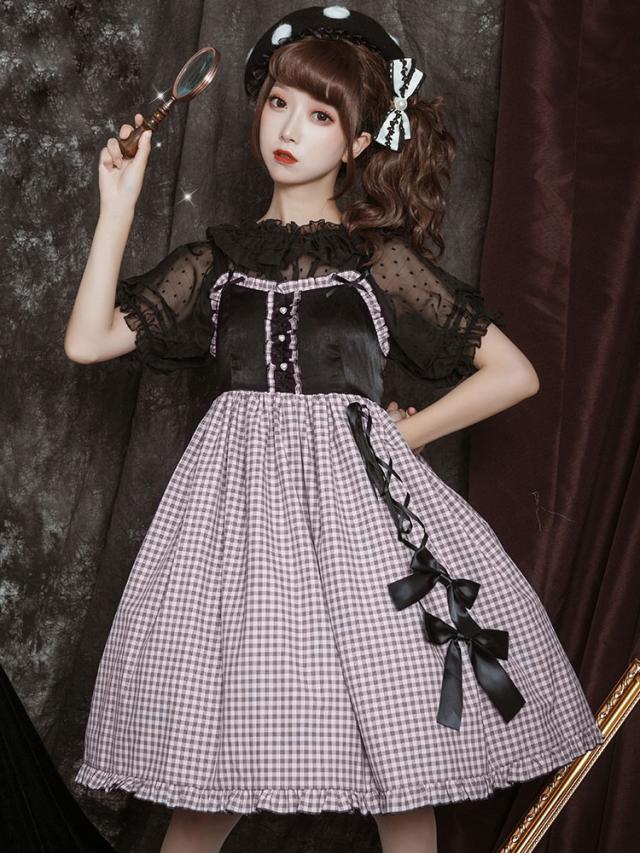 ゴシックブラックレッドロリータドレスクイーンオブハーツノースリーブ