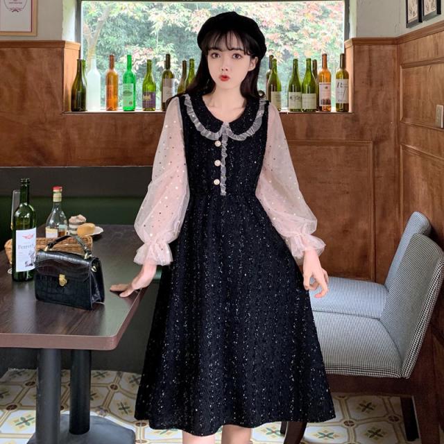 今年流行♥とても可愛いワンピース★(24_470) kannaさんコラボ＞2WAYバルーンスリーブワンピース（マキシ丈