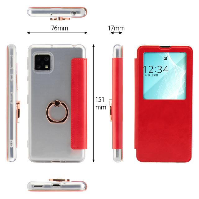 AQUOS sense4 SH-41A AQUOS sense4 basic A003SH AQUOS sense4 lite リング付き窓開き手帳型ケース