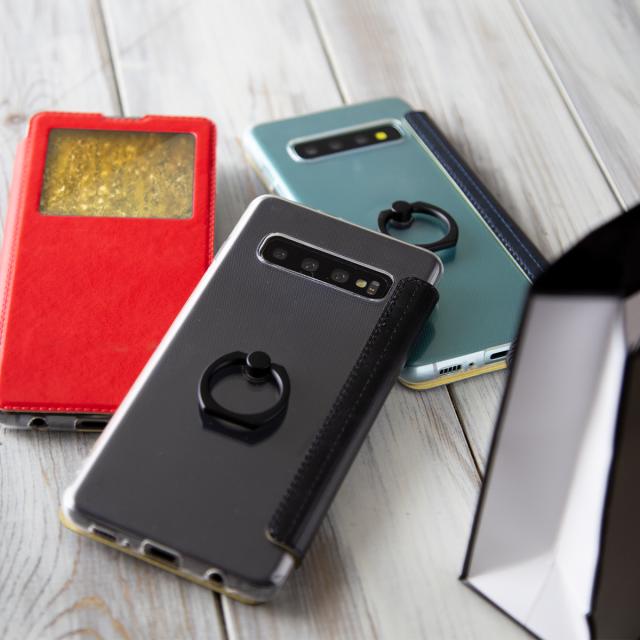 Galaxy S10 リング付き窓開き手帳型ケース