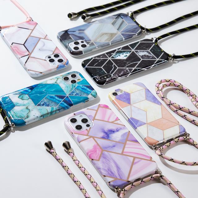 iPhone12mini iPhone12 iPhone12Pro iPhone12ProMax iPhone11 iPhone11Pro iPhone11ProMax iPhone7 iPhone8 iPhonese第2世代 iPhoneX Xs 大理石調ショルダー型ストラップ