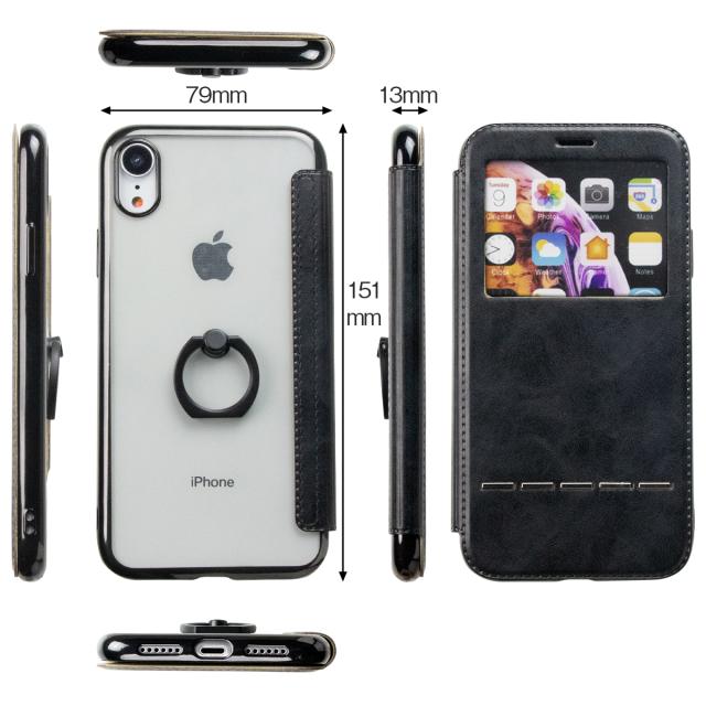 リング付き窓開き手帳型ケース iPhone XR 