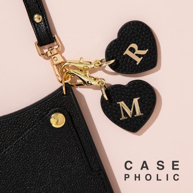 ハート型 イニシャルレザーチャーム