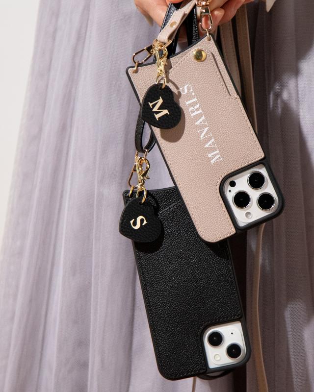 ハート型 イニシャルレザーチャーム